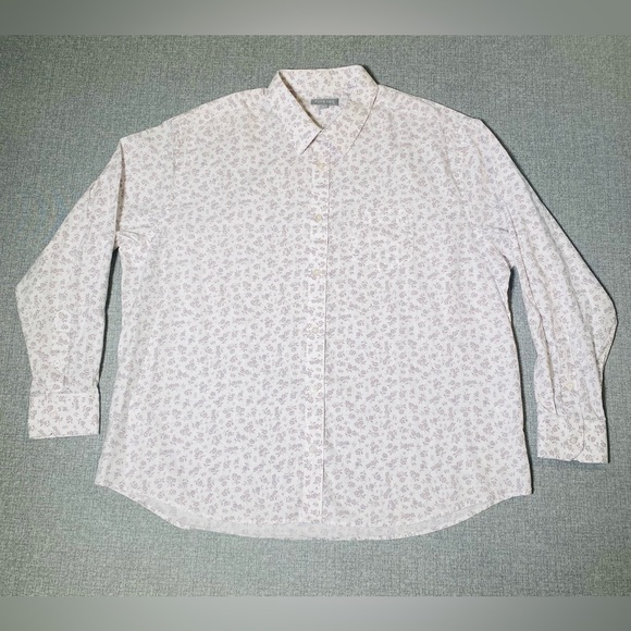 Ash & Erie Linen Cotton White w/ Floral Print Casual Button Down Shirt Men’s XXL - Picture 1 of 5